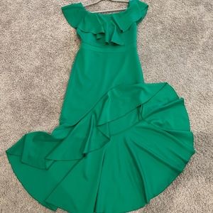 Venus ruffle off shoulder high-low dress